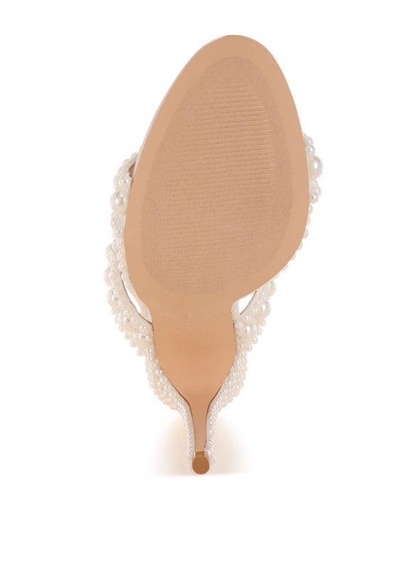 Ambrin Pearl Embellished Slip On Stiletto Heels - Tigbul's Variety Fashion Shop