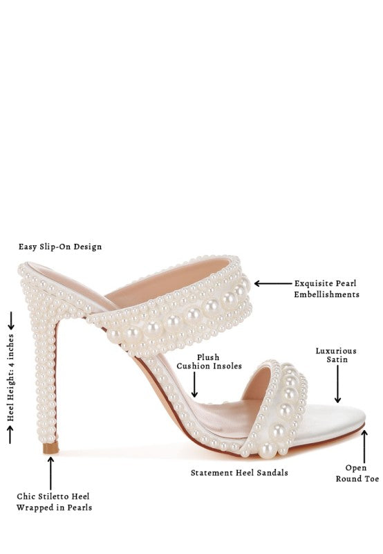 Ambrin Pearl Embellished Slip On Stiletto Heels - Tigbul's Variety Fashion Shop