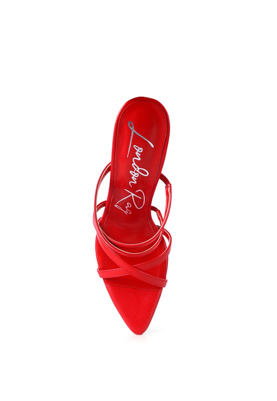 Neon Animal Print High Heel Sandals, roter Riemen-Style mit spitzer Zehenpartie