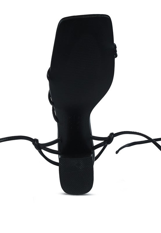 Piri Toe Ring Tie Up Block Heel Sandals - Tigbul's Variety Fashion Shop