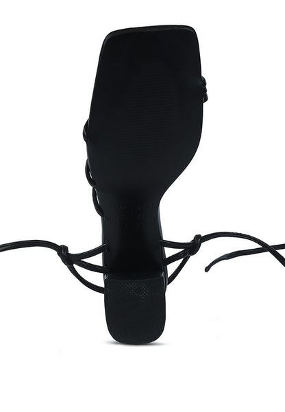 Piri Toe Ring Tie Up Block Heel Sandals - Tigbul's Variety Fashion Shop