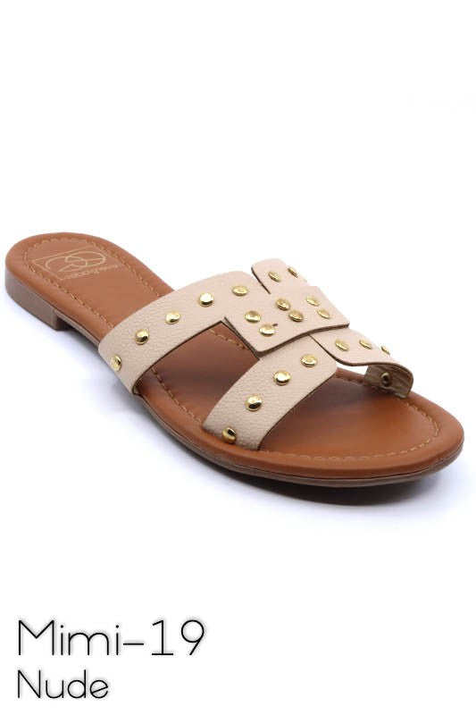 Slide sandal with rivet studs - Tigbul's Variety Fashion Shop