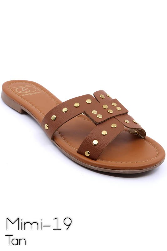 Slide sandal with rivet studs - Tigbul's Variety Fashion Shop