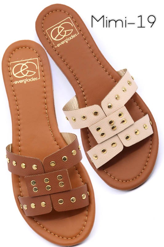 Slide sandal with rivet studs - Tigbul's Variety Fashion Shop