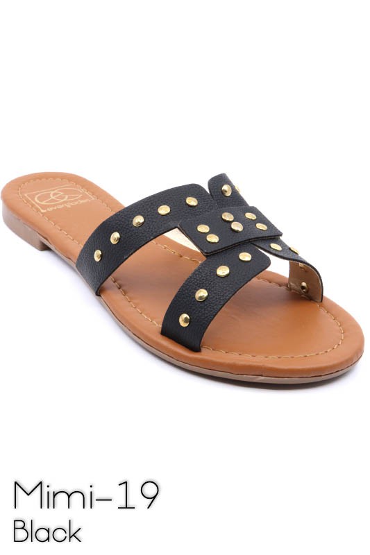 Slide sandal with rivet studs - Tigbul's Variety Fashion Shop