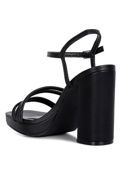 Size 9 Black High Heel Platform Strappy Sandals - Tigbul's Variety Fashion Shop