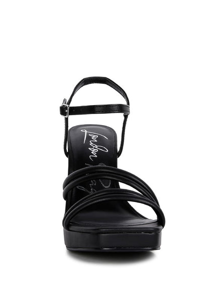 Size 9 Black High Heel Platform Strappy Sandals - Tigbul's Variety Fashion Shop