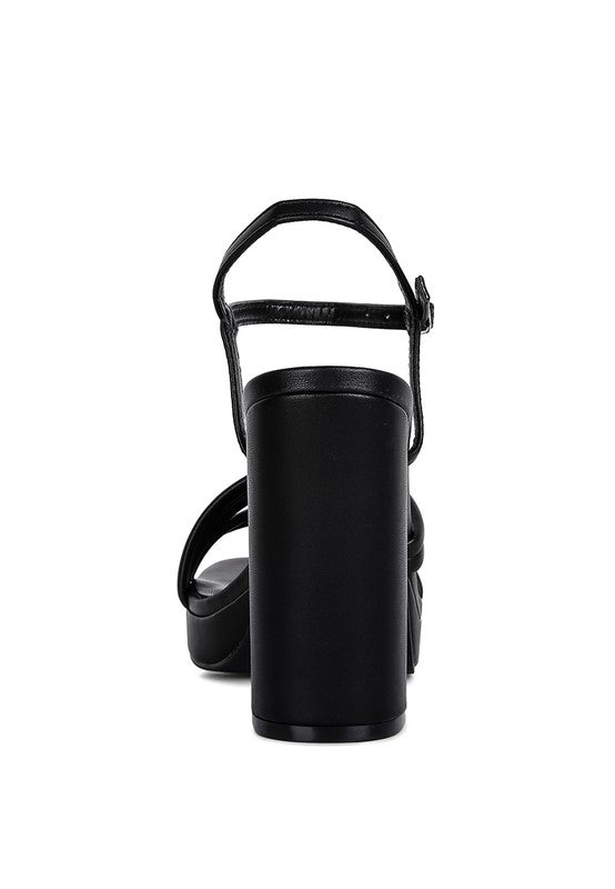 Size 9 Black High Heel Platform Strappy Sandals - Tigbul's Variety Fashion Shop