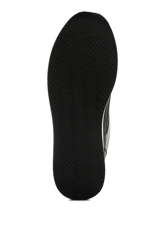 Black sneaker outsole with zigzag tread pattern