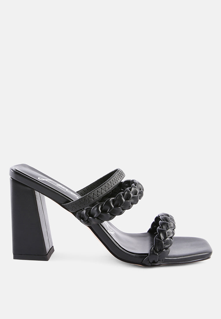Arnie Braided Straps Block Heeled Sandals - Tigbul's Variety Fashion Shop