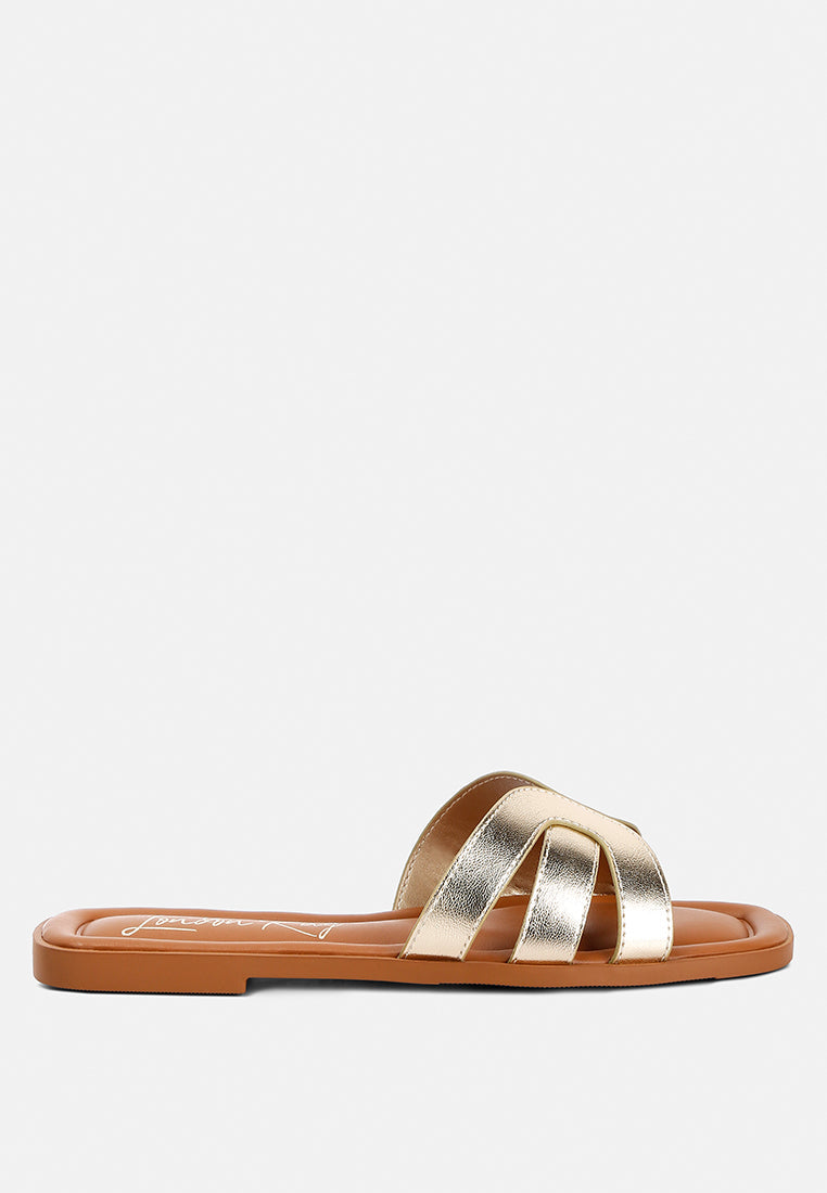 Aura Faux Leather Flat Sandals - Tigbul's Variety Fashion Shop