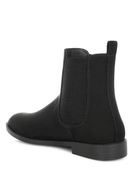 Black Ayasa chelsea boots with round toe and low block heel