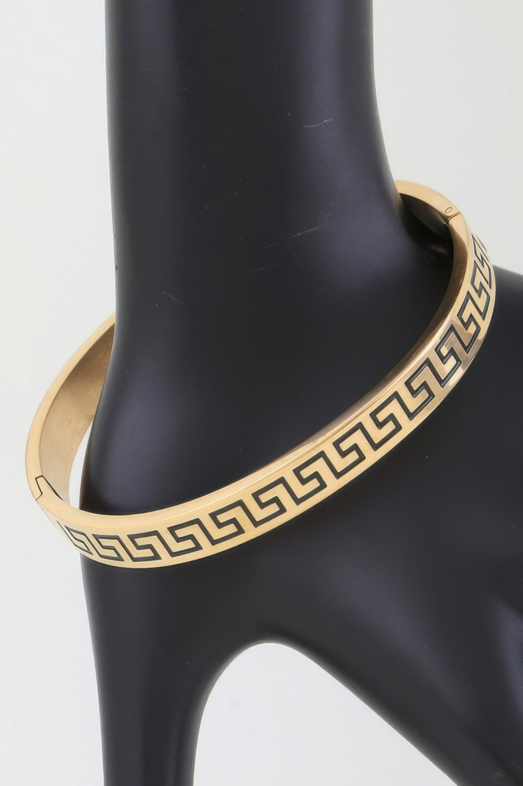Aztec Maze cuff bracelet in gold with Greek-key style border pattern
