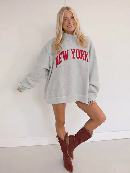 New York Oversized Dropped Shoulder Sweatshirt - Tigbul's Variety Fashion Shop