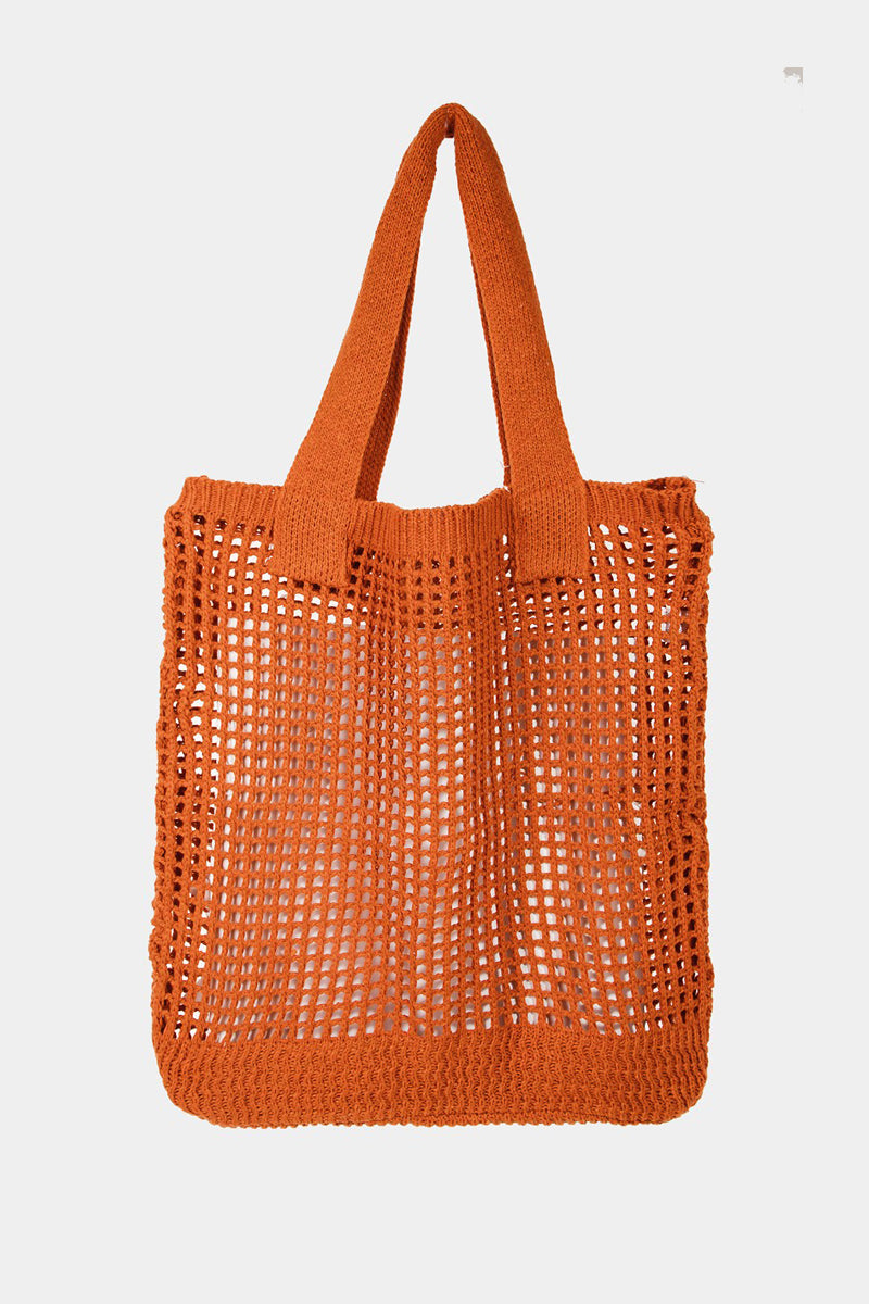 Pointelle Knit Crochet Tote Bag - Tigbul's Variety Fashion Shop