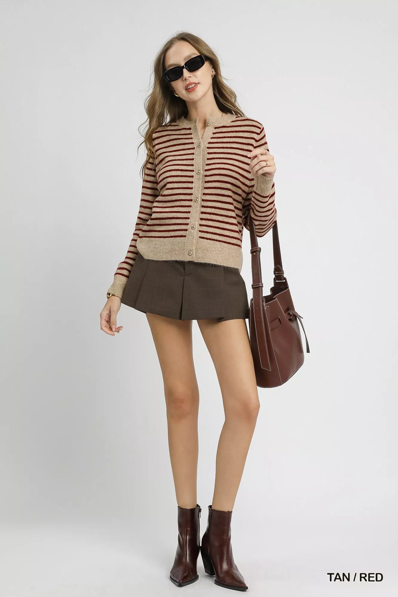 Umgee Striped Button-Up Knit Cardigan - Tigbul's Variety Fashion Shop