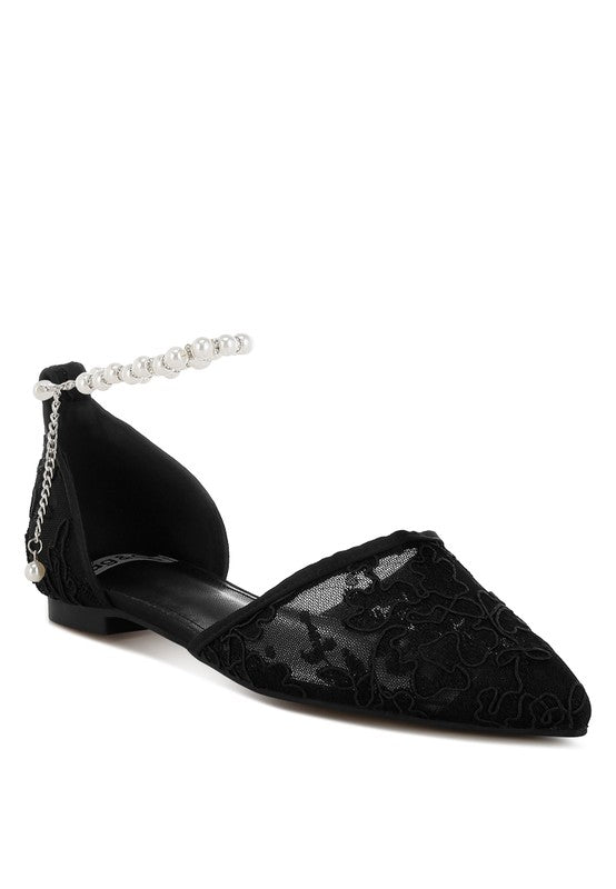 Shrami Pearl & Rhinestone Strap Flat Sandals - Tigbul's Variety Fashion Shop