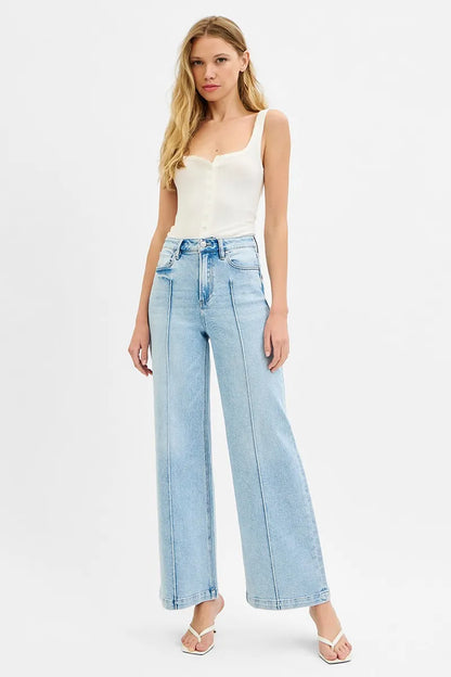 RISEN Full Size High Waist Wide Leg Pintuck Detailed Plus Size - Tigbul's Variety Fashion Shop