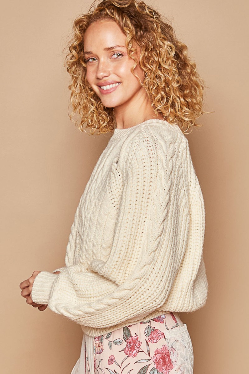 POL Cable Knit Cutout Long Sleeve Sweater - Tigbul's Variety Fashion Shop