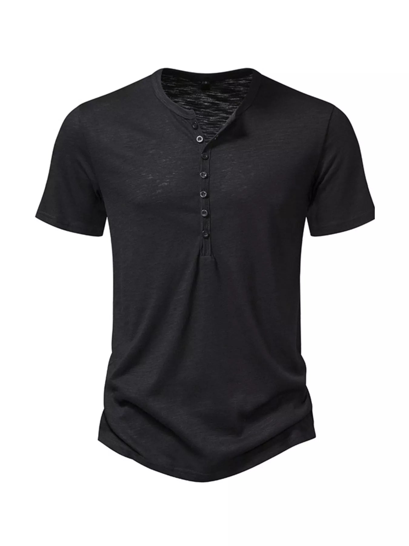 Men's Casual Button Detail Henley T-Shirt - Tigbuls Variety Fashion