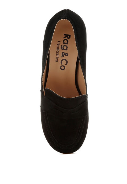 Astra Block Heel Genuine Suede Loafers - Tigbul's Variety Fashion Shop