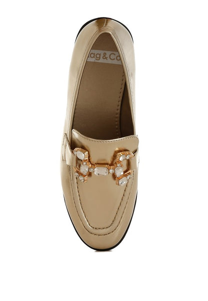 Dendron Diamante Horsebit Metallic Loafers - Tigbul's Variety Fashion Shop