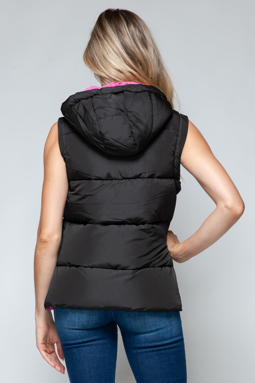 Snobbish Snap and Zip Closure Hooded Vest - Tigbul's Variety Fashion Shop