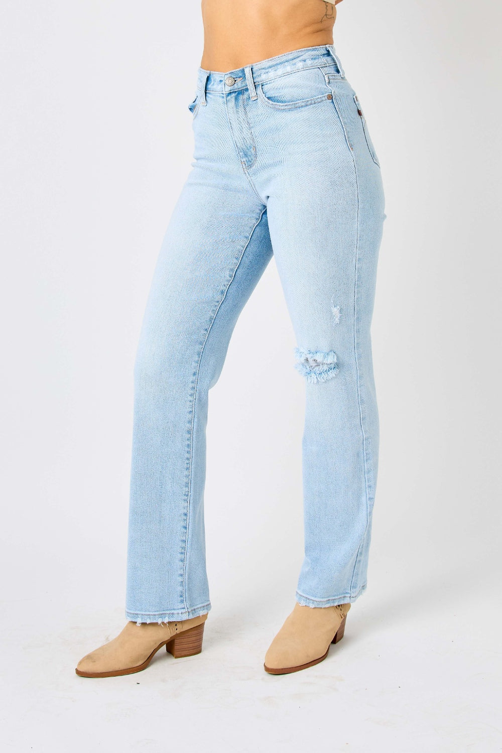 Judy Blue Full Size High Waist Distressed Straight Jeans - Tigbuls Variety Fashion