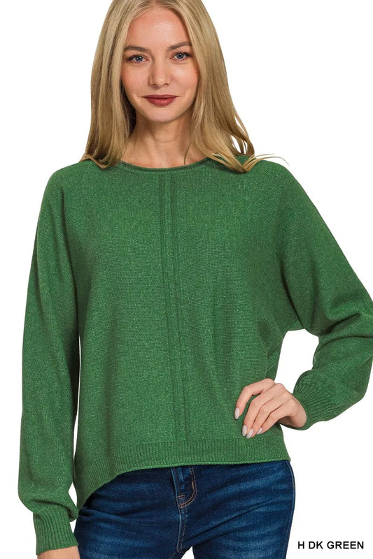 Zenana Viscose Front Seam Round-Neck Sweater - Tigbul's Variety Fashion Shop