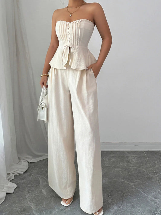 Sweetheart Neck Tube Top and Pants Set - Tigbul's Variety Fashion Shop