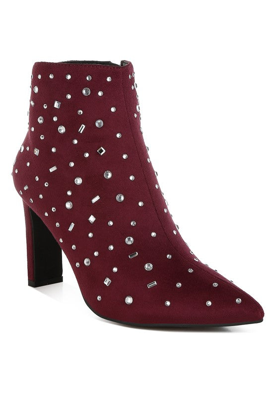 Sakura Diamante Embellished Microfiber Boots - Tigbul's Variety Fashion Shop