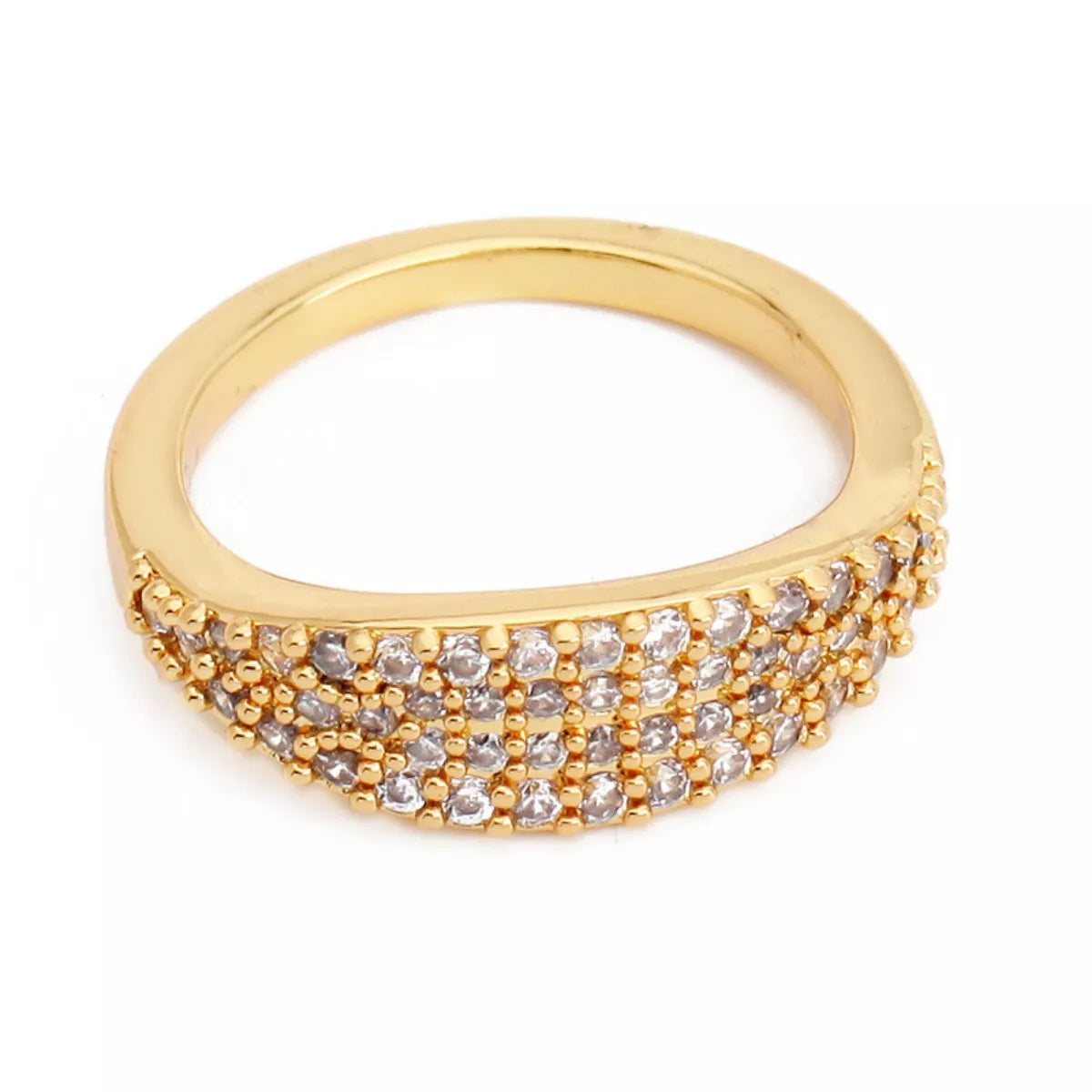18K Gold-Plated Copper Zircon Ring Size 7 - Tigbul's Variety Fashion Shop