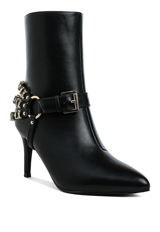 Nicene Harness Detail Stiletto Boots - Tigbul's Variety Fashion Shop
