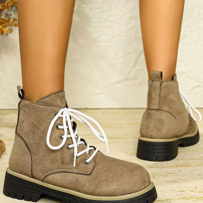 Round Toe Lace Up Boots - Tigbul's Variety Fashion Shop