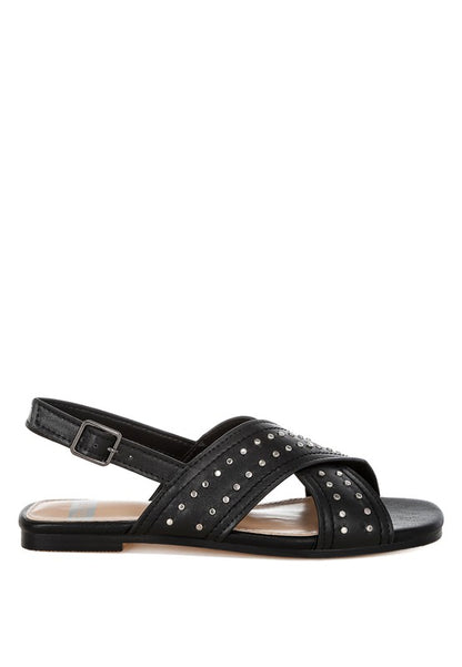 Calluna Stud Embellished Buckled Flats - Tigbul's Variety Fashion Shop