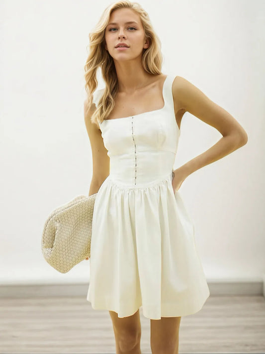 Square Neck Wide Strap Mini Dress - Tigbul's Variety Fashion Shop