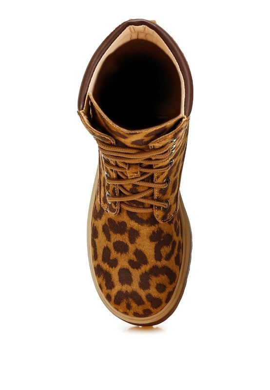 Ujola High Ankle Leopard Print Suede Boots - Tigbul's Variety Fashion Shop