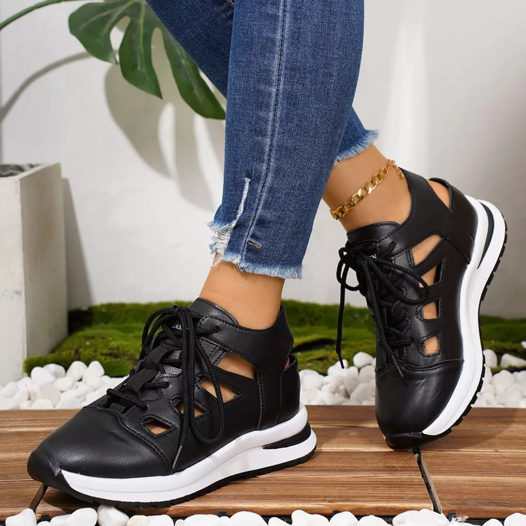 Round Toe Lace Up Sneakers - Tigbul's Variety Fashion Shop