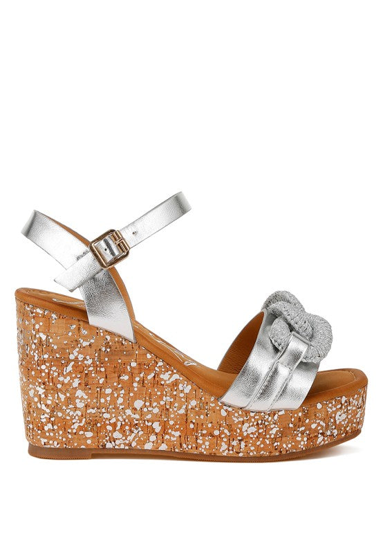 Emelda Chain Link Detail Wedge Sandals - Tigbul's Variety Fashion Shop
