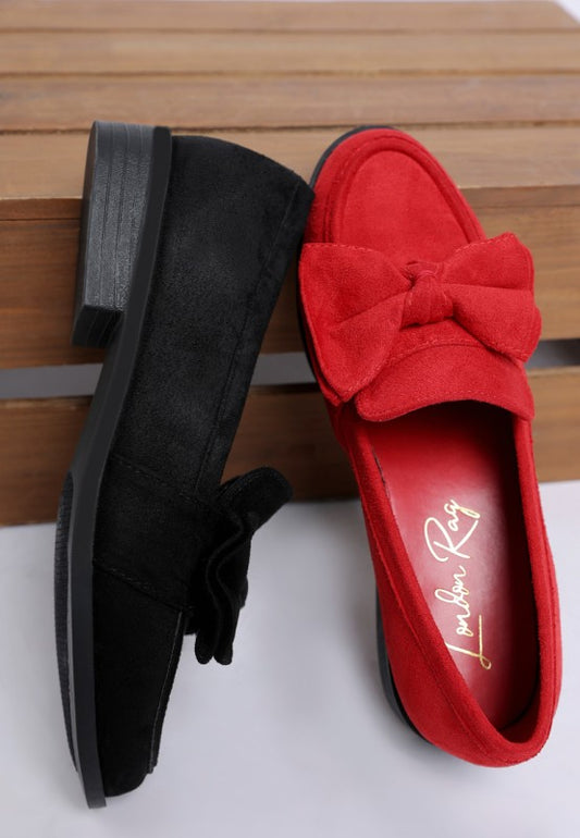 Havisham Bow Accent Heeled Loafers - Tigbul's Variety Fashion Shop