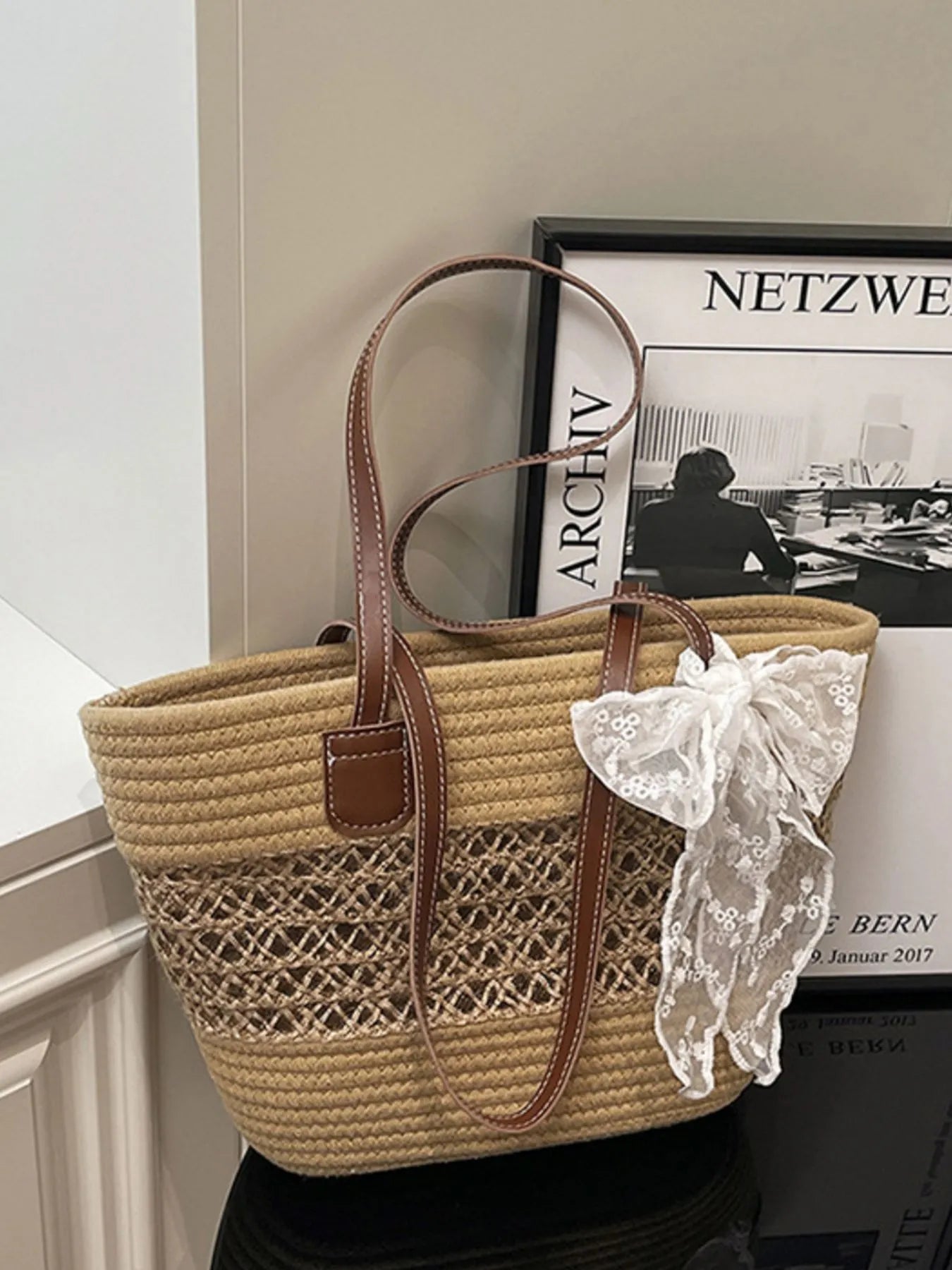 Woven Straw Shoulder Bag - Tigbul's Variety Fashion Shop