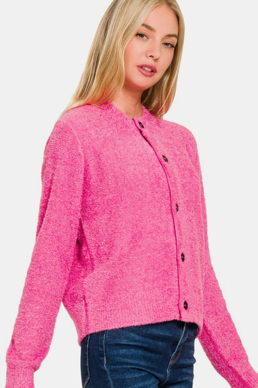 Zenana Button Down Long Sleeve Sweater Cardigan - Tigbul's Variety Fashion Shop
