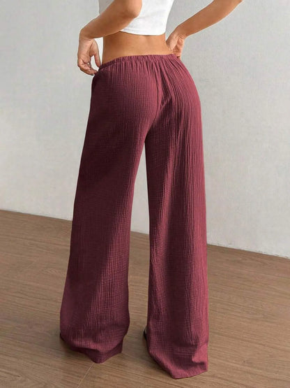 Wide Leg Drawstring Casual Pants - Tigbul's Variety Fashion Shop
