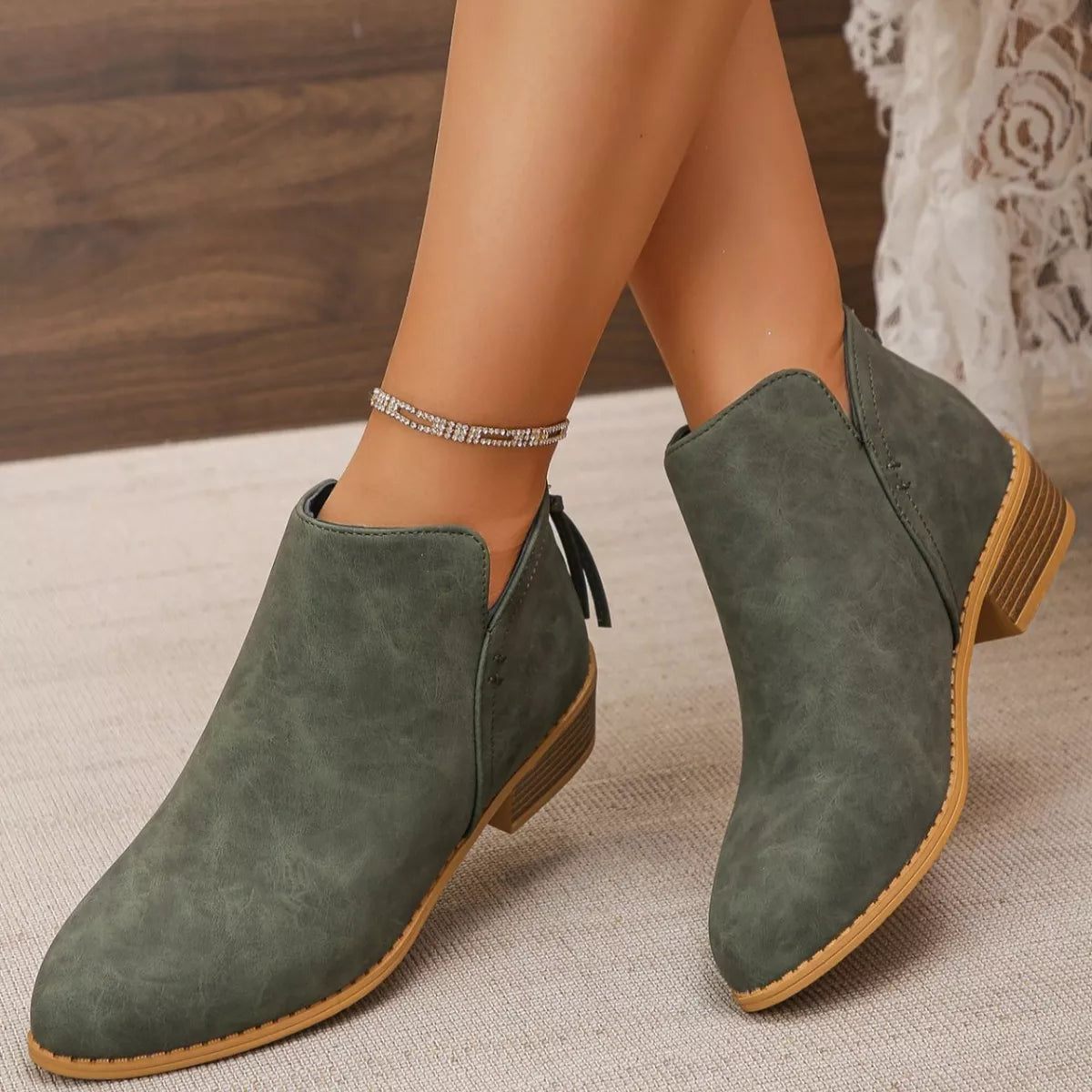 Women's Point Toe Block Heels Boots - Tigbul's Variety Fashion Shop