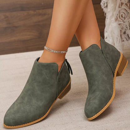 Women's Point Toe Block Heels Boots - Tigbul's Variety Fashion Shop