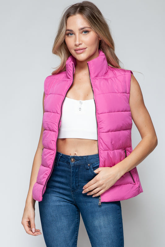 Violet Zip Up Turtleneck Vest with Pockets - Tigbul's Variety Fashion Shop
