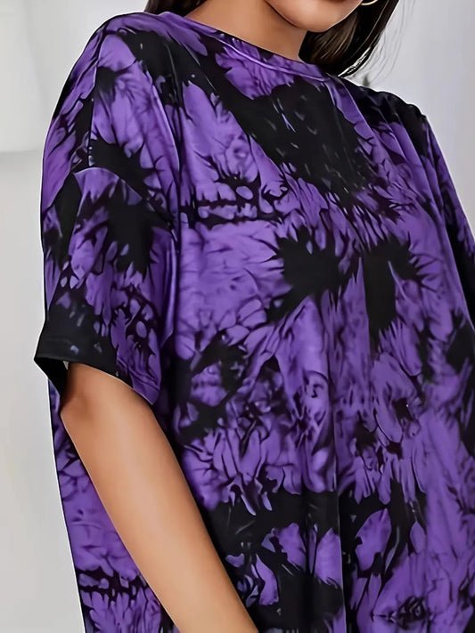 Tie-Dye Round Neck Short Sleeve T-Shirt - Tigbul's Variety Fashion Shop