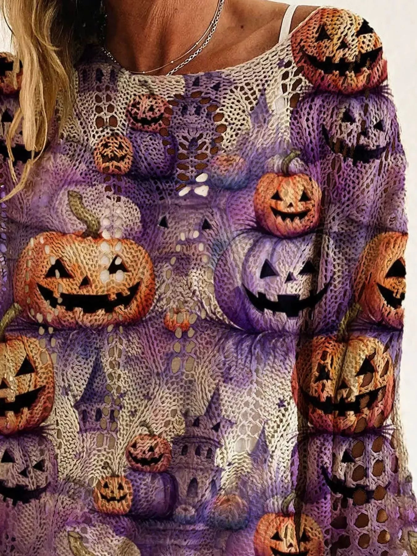 Halloween Pumpkin Loose Knit Cover Up Small up to Plus Size | Tigbuls