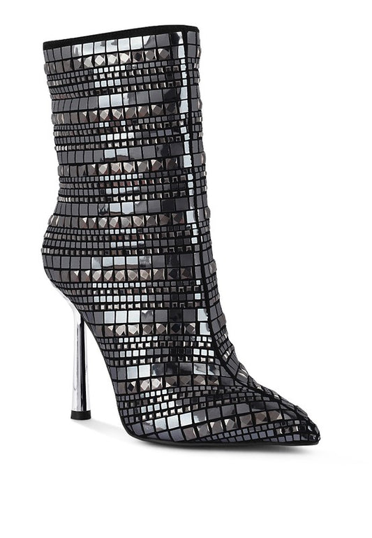 Extravagance Mirror Embellished Stiletto Boots - Tigbul's Variety Fashion Shop