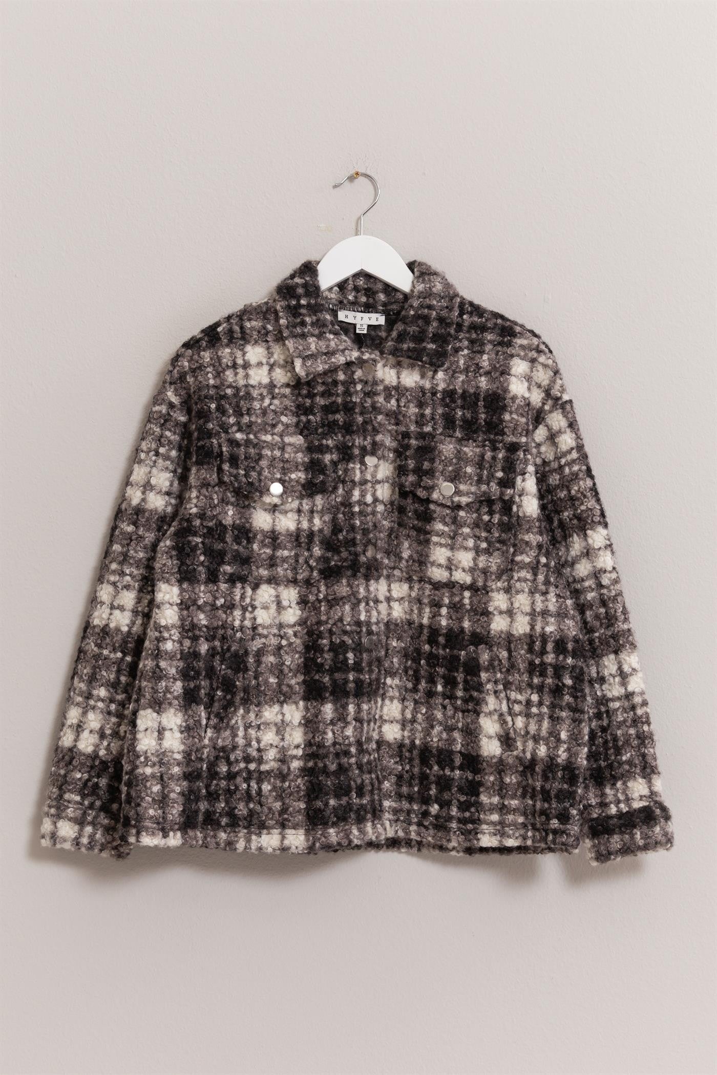 HYFVE Plaid Button Up Boucle Jacket - Tigbul's Variety Fashion Shop